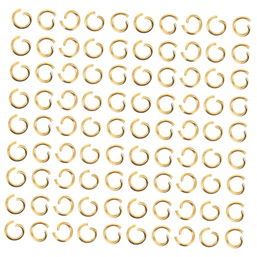 NUOBESTY 200st Offener Ring Aus Edelstahl Schmuckringe Herstellung Von Ringen Für Halsketten Schmuckzubehör Ringe Kleine Spaltringe Sprungringe Schmuck Biegeringe Golden Metall von NUOBESTY