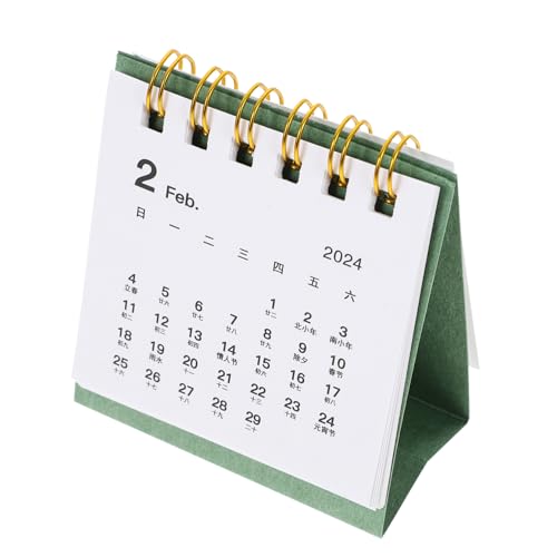 NUOBESTY 2023 2024 Stehender Flip-Kalender trocken abwischbarer Kalender Desktop-Kalender Staffelei-Kalender 2024 bürodeko büro dekoration Tischkalender kalender Papier Green von NUOBESTY