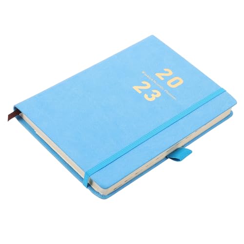 NUOBESTY 2023 business notebook studienplaner the notebook nootbook journal notebook Agenda Notizbuch Monatsplaner Wochenplaner Tag tragbarer Notizblock Zeitplan-Notizblock Kunstleder Blue von NUOBESTY