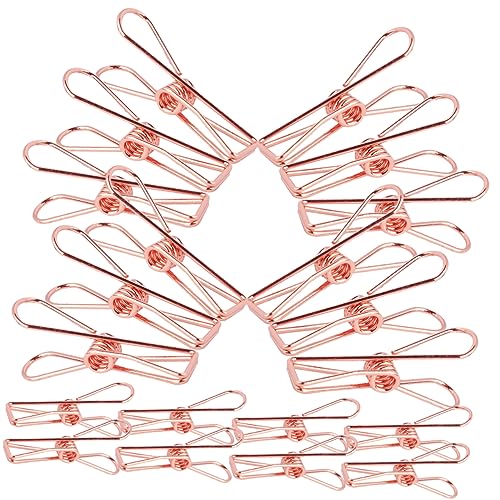 NUOBESTY 20St Hohler Schwanzclip Mini-Bindeklammern Mini- Miniclips lesezeichen klammer büroklammern dekorative Schwanzklammern ausgehöhlte Heftklammern Rostfreier Stahl Rose Gold von NUOBESTY