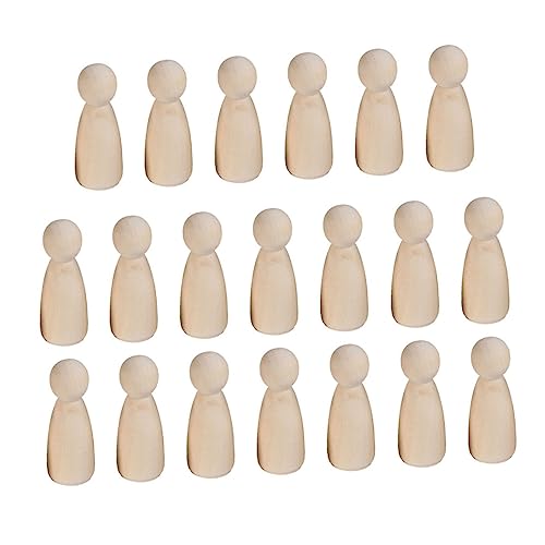 NUOBESTY 20St Puppenkörper aus Holz kinder spielset unvollendete Peg-Puppen Peg-Puppen-Kit Peg-Puppen-Familie kinder bastelset basteln für kinder spielzeug Holzpuppenmenschen Bambus Yellow von NUOBESTY