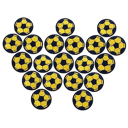 NUOBESTY 20st Fußball-aufkleber Stoffblumen Zum Basteln Stoffaufnäher Stickpapier Hose Aufnäher Für Jeans Leinenstoff Bestickt Weiße Accessoires Aufnäher Für Kleidung Nähen Polyester Yellow von NUOBESTY