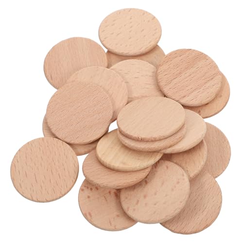 NUOBESTY 20st Holzscheibe Leere Bastelholzkreise Runde Ausgeschnittene Ornamente Massive Holzverzierungen Holzhandwerkskreis Anhänger Zum Aufhängen Unfertige Rundholzmünzen Buche Beige von NUOBESTY