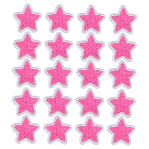 NUOBESTY 20st Pentagramm-patch Paillette Punkt Band-patches Sternaufkleber Pat-patches Hut-patch Randbereich Gestickte Aufnäher Jeans-patches Glänzende Sternenflecken Rosa Polyester von NUOBESTY