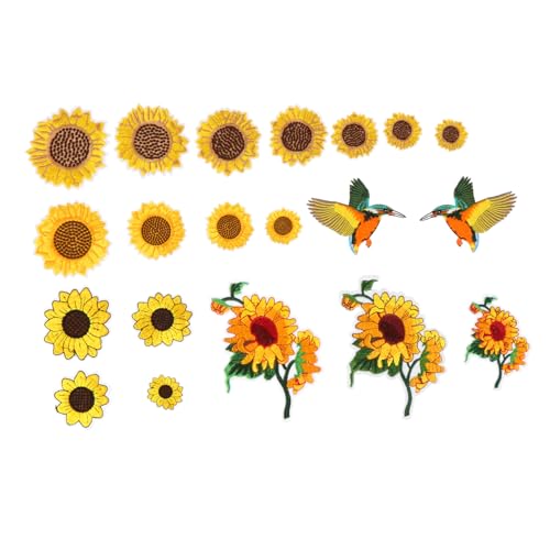 NUOBESTY 20st Sonnenblumen Tuch Aufkleber Nähen Hosenflicken Hutflecken Sonnenblumenfeld Kleidungsflicken Kleiderflicken Patch-aufkleber Für Kleidung Flicken Für Kleidung Colorful Polyester von NUOBESTY