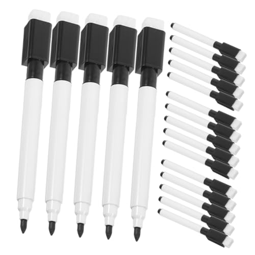 NUOBESTY 20st Whiteboard-stift Trockenlöscher Mit Radiergummi Kleine Trocken Abwischbare Marker Trocken Abwischbare Marker Für Den Kühlschrank Löschbare Markierungen Plastik Black von NUOBESTY