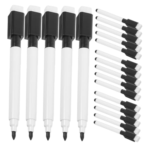 NUOBESTY 20st Whiteboard-stift Trockenradiermarker Multifunktions-trockenlöschmarker Trockenlöscher Mit Radiergummi Löschbare Markierungen Whiteboard-marker Zeichenstifte Black Plastik von NUOBESTY