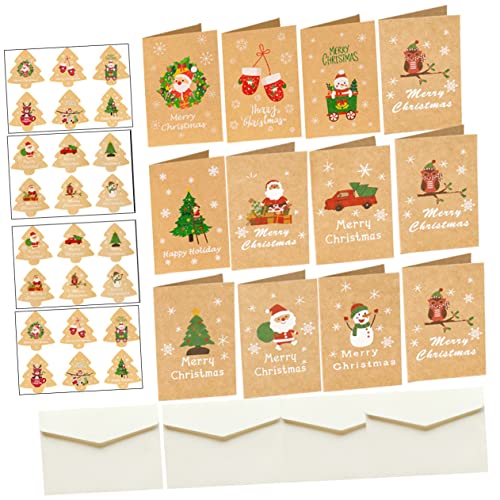 NUOBESTY 24 Sets Weihnachtskarten Mit Umschlägen Klassische Grußkarten Für Herzliche Weihnachtsgrüße Ideal Zum Verpacken Von Weihnachtsgeschenken Doppelkarten Für Familie Und Freunde von NUOBESTY