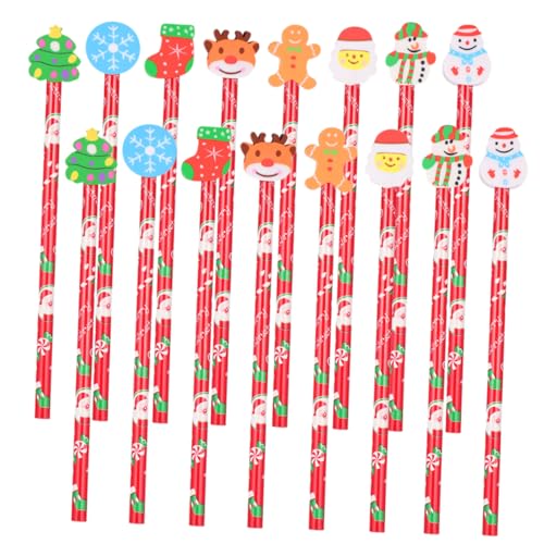 NUOBESTY 24 Stück Weihnachtsstifte Mit Radiergummi Aufsatz Bunte Motive Für Ideales Bastelset Für Die Weihnachtszeit Perfekt Partygeschenke Und Füllartikel Für Den Adventskalender von NUOBESTY