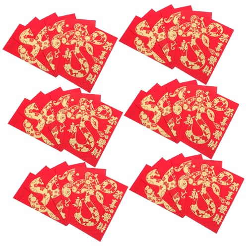 NUOBESTY 24st Roter Umschlag Mit Schlangen-sternzeichen Mondneujahrsumschläge Glücksgeldumschläge Rote Umschläge Zum Chinesischen Neujahr Chinesische Neujahrsumschläge Geldumschlag Papier von NUOBESTY