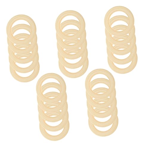 NUOBESTY 25St handgefertigter Holzring Ringrohlinge kleine unvollendete Ringe Makramee-Perlen bastelkasten bastel materialien unfertige Holzringe Natürliche Makramee-Ringe hölzern Beige von NUOBESTY