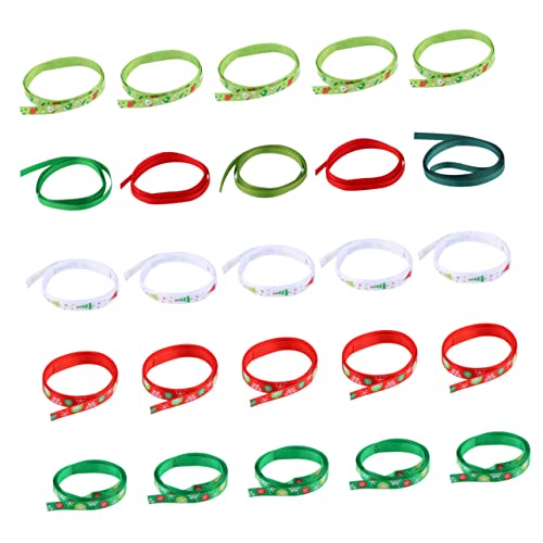 NUOBESTY 25st Weihnachtsband Weihnachts-diy-band Weihnachtsfeierdekorationen Feiertagsband Verdrahtet Schleifenband Geschenkbänder Für Weihnachtsbänder Zum Basteln Polyester von NUOBESTY