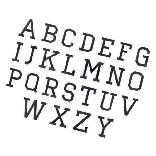 NUOBESTY 26St stich stickerei armatur aufbügelbilder Aufbügler Flicken für Kleidung DIY Buchstabenapplikationen Flecken für gestickte Aufnäher Flickenbuchstaben aufbügeln Polyester Black von NUOBESTY