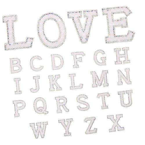 NUOBESTY 26st Perlenstoff-aufkleber Jeans-patches Lieferungen Edelsteine Scrapbook-aufkleber Zubehör Für Die Kartenherstellung Strasssteine Schmelzende Perlen Buchstabenaufkleber Polyester von NUOBESTY