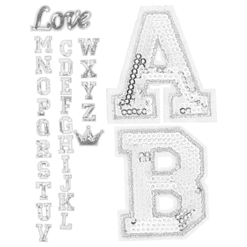 NUOBESTY 28st Banner Strassapplikation Strasssteine ​​nähen Sport-patches Gestickte Aufkleber Planke Briefe Nähen Sie Strass-patches Bügeleisen Zit Hutflecken Groovig Band Pailletten Silver von NUOBESTY