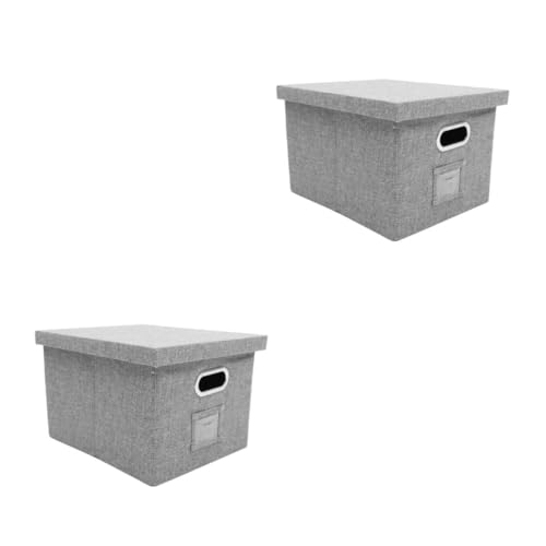 NUOBESTY 2Er-Box Ordner-Aufbewahrungsbox storage boxes aufbwahrungs-box ordnee aufbewahrungbox Korb Vorratsbehälter mit Deckel aufbewahrungsboxen Aktenkästen tragbare Aktentasche Stoff Grey von NUOBESTY