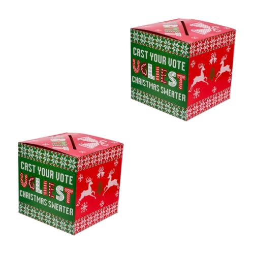 NUOBESTY 2Er-Box Weihnachtswahlurne Weihnachtsfeier Abstimmungsbox Weihnachtsfeier Losbox Stimmzettelbox für Weihnachten Weihnachtsfest Losbox Wahlurnen Kästen für Tombola-Tickets Papier von NUOBESTY