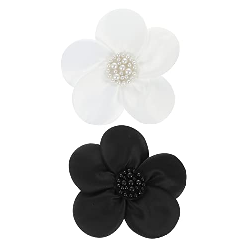 NUOBESTY 2St Blumenzubehör bastelzubehör stoffblumen Blumenverzierung Kleidungs-Patches blumendeko bestickt Schmuck Perlenblumenapplikation Blumenbeet selber machen die Seide Black von NUOBESTY