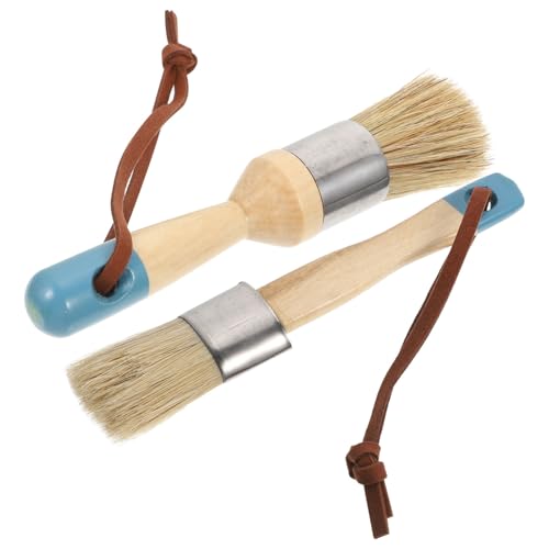 NUOBESTY 2St Borstenkreidepinsel wachsmalstifte bbrush Blea Bürste Art o ergonomischer Malpinsel Kreidefarbe für Möbel Färbung reiben Gel Pinsel für Acrylfarbe Tragbarer Wachsmalpinsel Holz von NUOBESTY