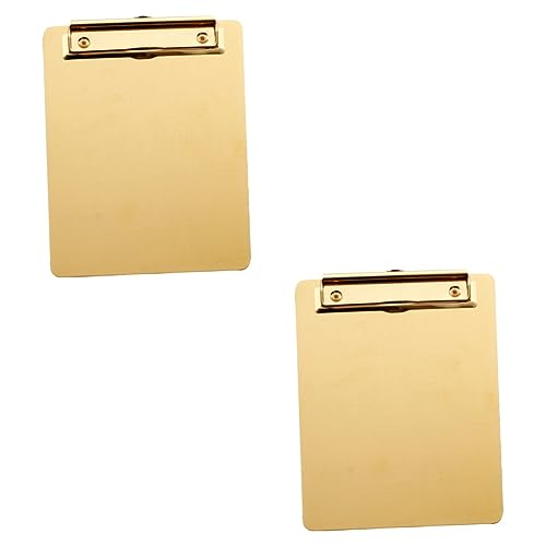 NUOBESTY 2St Datei Zwischenablage Low-Profile-Zwischenablage leichte Zwischenablage Klemmbrett mit Stauraum Heavy Duty write board büroartikel A4-Klemmbrett Papierhalter Klemmbrett Golden von NUOBESTY