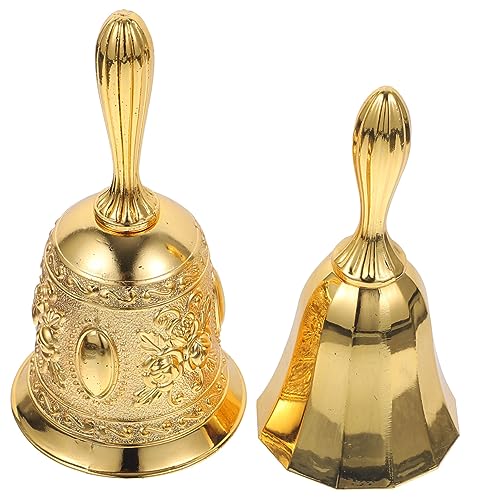 NUOBESTY 2St Speisekammer-Handglocke Handglocken Musikinstrumente Tür Jingle Bells kleine Glocken Weihnachts präsente Desktop-Glocke alte Glocken Kupferlegierung Golden von NUOBESTY