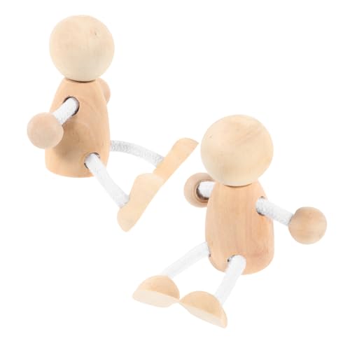 NUOBESTY 2St hölzerner Mann Gehirnspielzeug Bastelbedarf für Kinder Kokeshi-Stöpselpuppen Tischdekoration holzfiguren DIY Holzspielzeug handbemalte puppen selber machen unbemalte Holzpuppe von NUOBESTY