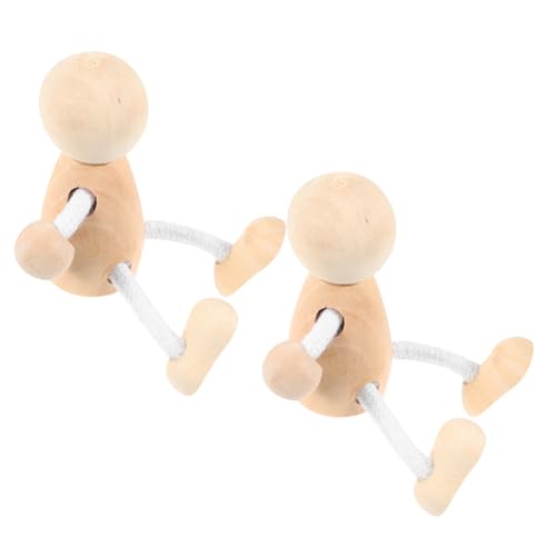 NUOBESTY 2St hölzerner Mann Unfertige Kokeshi-Puppen Dolly-Peg Puppen für Kinder Kokeshi-Stöpselpuppen Blanko-Peg-Puppen holzfiguren DIY Holzspielzeug unbemalte Holzpuppe handbemalte Puppen von NUOBESTY