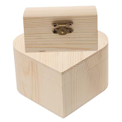 NUOBESTY 2er-box Handform Für Kinder Schatztruhe Aus Holz Ohrringschatulle Holz Andenkenkiste Aus Holz Dekorative Holzkiste Schmuckschatulle Unbemalte Holzkiste Hölzern Klein Ringhalter von NUOBESTY