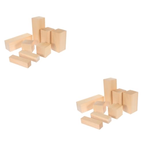 NUOBESTY 2sets Holzschnitzwerkzeuge Kisten Halbmond Holzbearbeitungsset Standard Block Bausteine Bastel Holzklötzchen Holzschnitzblöcke Für Erwachsene Schnitzklötze Aus Holz 8pcs*2 von NUOBESTY