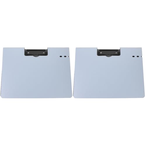 NUOBESTY 2st A4 Ordner Steckbrett Briefbrett Clip Bretter Papier Kreidetafel Kleines Klemmbrett Bildtafel Tischplatte Planke Weiße Tafel Kreideklammern Dokumentieren Pinnwände Pvc Sky-blue von NUOBESTY