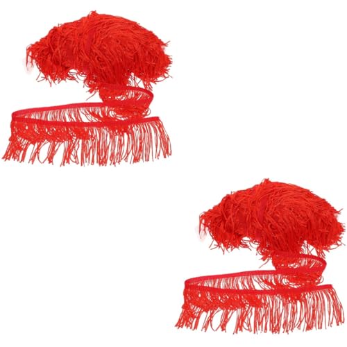 NUOBESTY 2st Ergänzende Inhaltsstoffe Zur Bartentfernung Lampenschirm-randbesatzdekor Quaste Mit Fransenbesatz Lampenschirm Mit Quastenbesatz Besatz Mit Quastenmaterial Rot Polyester von NUOBESTY