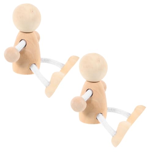 NUOBESTY 2st Hölzerner Mann Minispielzeug Für Kinder Unfertige Puppenkörper Tischdekoration Lernspielzeug Mini-spielzeug Blanko-peg-puppen So Tun, Als Ob Spielzeug Wäre Gehirnspielzeug Holz von NUOBESTY