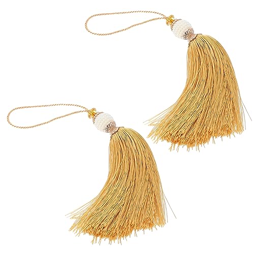 NUOBESTY 2st Vorhang Perle Quaste Heimwerken Leinen Vorhänge Stoff Randbereich Quastendekorationen Quasten Basteln Lesezeichen Quasten Schmuck Quasten Anhänger Trimmen Polyester Yellow von NUOBESTY