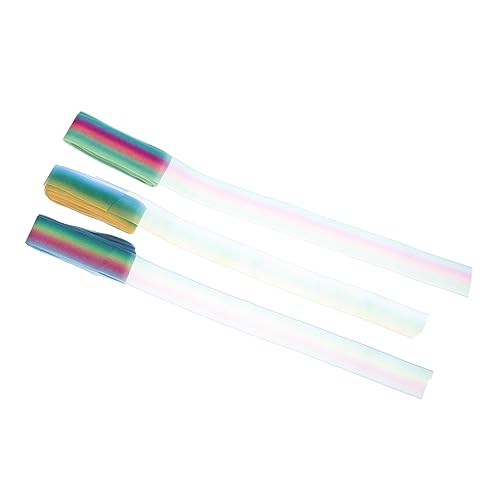 NUOBESTY 3 Rollen 10 Regenbogen-chiffonband Hochzeitsdekoration Blumenverpackungsband Seidenband Haarschleife Band Blumenband Transparentes Band Dekoratives Band Stoff Mit Rüschenbesatz von NUOBESTY