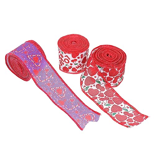 NUOBESTY 3 Rollen Draht seitband ribbon ripsband Festliches Geschenkband hochzeitsdekoration Schleifenband Spitzenband Bandhochzeit Stoffband Valentinsband valentinstag bänder Eisen rot von NUOBESTY