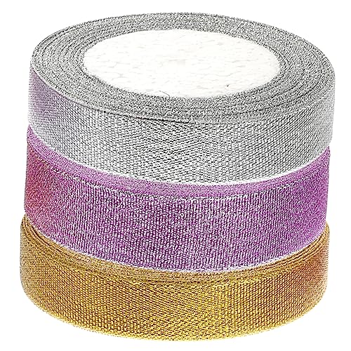 NUOBESTY 3 Rollen Glitzergürtel Festival-Paketband Festival-Geschenkband Blumensträuße Band seidenband ribbon Gold Paketband für den täglichen Gebrauch verschleißfestes Bastelband Polyester von NUOBESTY