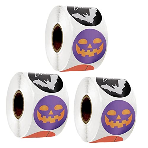 NUOBESTY 3 Rollen Halloween-Aufkleber halloween verpackung halloween aufkleber halloween stickers Etiketten Klebeband briefumschläge lustiger Siegelaufkleber runder Siegelaufkleber von NUOBESTY