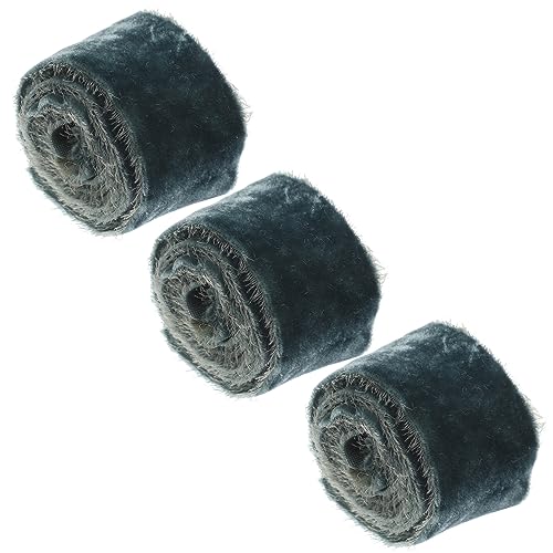 NUOBESTY 3 Rollen Samtband Reißen Paillette Plüsch Blaues Band Solides Satinband Stoffband Teeparty-dekorationen Burgund Verpackung Seide Party-kulisse Randbereich Polyester Olive Green von NUOBESTY