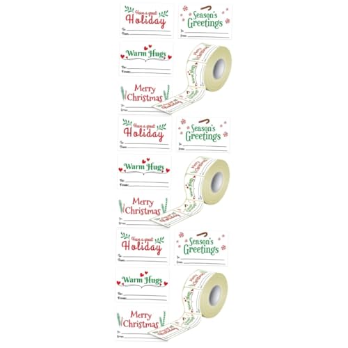 NUOBESTY 3 Rollen Selbstklebende Geschenkanhänger Namensschilder Für Weihnachten Aufkleber-etiketten Frohe Weihnachten-aufkleber Weihnachtsaufkleber Für Karten Urlaub Fenster Haftet Papier von NUOBESTY