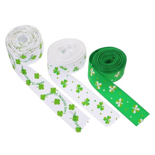 NUOBESTY 3 Rollen St. Patrick ribbon bandfeile geschenksband bandalette decorum gestaltetes Geschenkband Paketband für Handwerk Party-Verpackungsband Heimgeschenkband Polyester von NUOBESTY