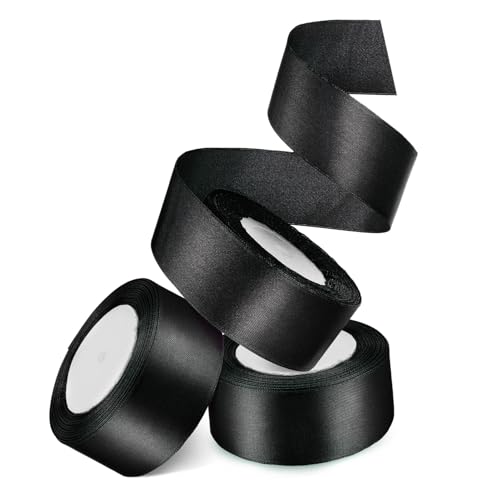 NUOBESTY 3 Rollen Verpackung Band Hochzeitsdeko Hochzeitsbänder Bänder Für Schleifen Breites Band Dekoratives Band Stoffband Band Für Blumenstrauß Geschenkband Black Polyester von NUOBESTY