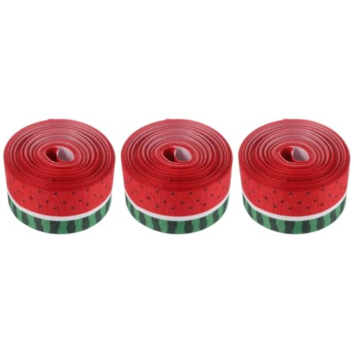 NUOBESTY 3 Rollen Wassermelonenband Dekorationsband Geschenkverpackungsband Schleifenband Sackleinenband Kränze aus Bändern basteln kreatives Geschenkband exquisites Geschenkband Polyester von NUOBESTY