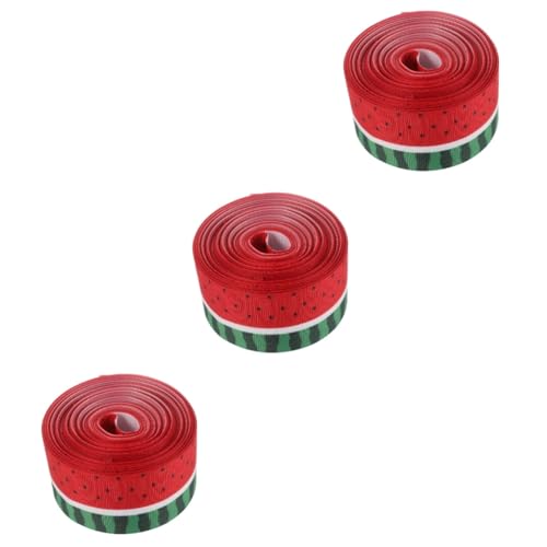 NUOBESTY 3 Rollen Wassermelonenband Dekoratives Band Frucht-ripsband Sommerband Grosgrain-bänder Flaggenband Haarschleifen Band Kuchenband Mit Wassermelone Bedrucktes Band Polyester von NUOBESTY