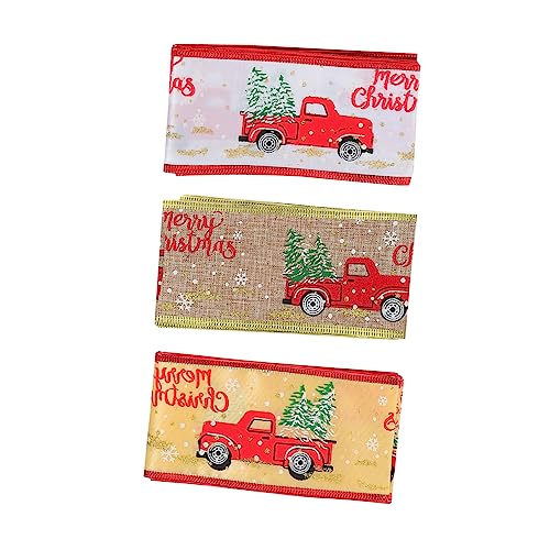 NUOBESTY 3 Rollen Weihnachtsband ribbon bandfeile weihnachtsfeier weihnachtsmitbringsel goldene weihnachtsverpackungsband Schleife Weihnachtsdruckband Bastelband machen Geschenkbänder Satin von NUOBESTY