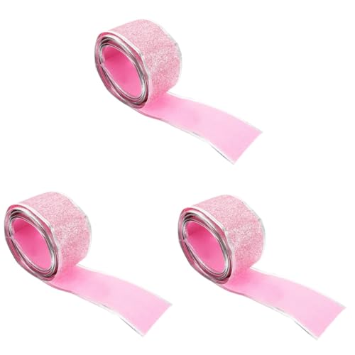 NUOBESTY 3 Rollen rosa Band lackiert Geburtstag Streamer verdrahtet seidenband ribbon weihnachtsgesc Geschenkband für den täglichen Gebrauch Paketband für den täglichen Gebrauch Stoff von NUOBESTY