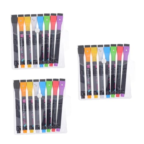 NUOBESTY 3 Sätze 3 Sätze Löschbarer Lampenstift Whiteboard Radiergummi Textmarker Whiteboard Radierer Trocken Abwischbare Marker Und Radiergummi Magnetische Whiteboard 8 Stück * 3 von NUOBESTY