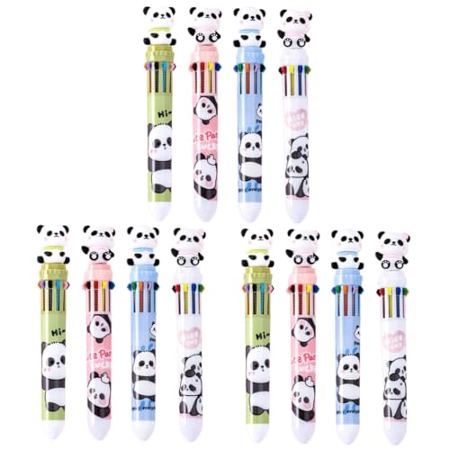 NUOBESTY 3 Sätze 3 Sets Kugelschreiber Mit 10 Farben Shuttle Stifte Tier Kugelschreiber Süßer Stift Panda Schulbedarf Stifte Kawaii Panda Kugelschreiber Panda Bleistifte 4 Stück * 3 von NUOBESTY