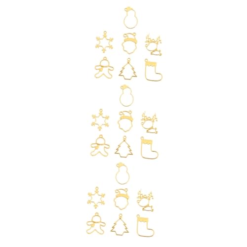 NUOBESTY 3 Sätze Alu-rahmen Diy-kits Hohlformrohlinge Anhängerform Mit Offener Lünette Weihnachtsformen Diy-anhänger Schmuckset Für Mädchen Legierungsform Zinklegierung Golden 35 Stück * 3 von NUOBESTY