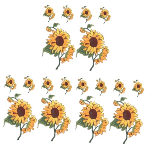 NUOBESTY 3 Sätze Applikationen Flicken Aufbügeln Bügelflicken Für Kleidung Blumenbeet Blumenflecken Bügelflicken Für Jeans Sonnenblumen-applikation Stoffflecken Yellow Vlies 6 Stück * 3 von NUOBESTY