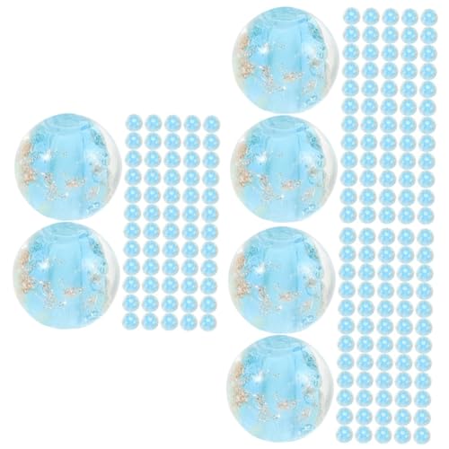 NUOBESTY 3 Sätze Bausatz Perlen-kits Abstandsperlen Gummiartig Sternperlen Für Die Schmuckherstellung Armbandherstellungsset Mit Runden Perlen Große Perlen Kette Sky-blue Glas 100 Stück * 3 von NUOBESTY